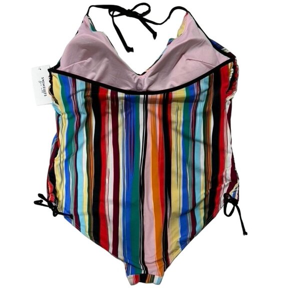 SWIMSUITS FOR ALL Women's Swimsuit Nylon Striped Multicolor Tie Closure Size 24 - Picture 6 of 11